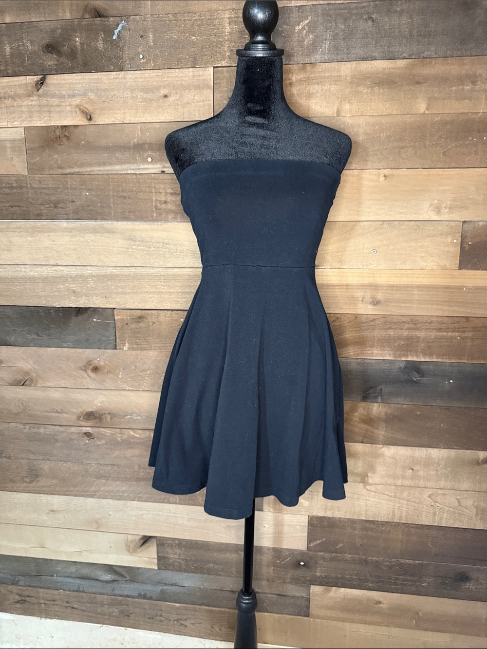 Express Strapless Black Fit & Flare Mini Dress